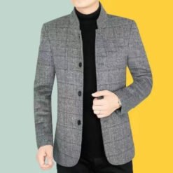 Mens Casual Blazer For Fall And Winter - Gray, XL