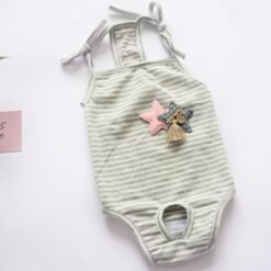 Female Dog Aunt Physiological Pants Panties - Striped onepiece, M