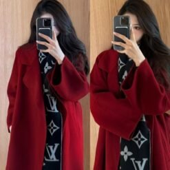 New Year Wool Coat With Down Liner For Women Long Style Outerwear - Red, XL