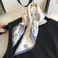 Alternative view of Beige Silk Square Scarf For Womenversatile And Easy To Style