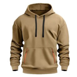 New Fallwinter Mens Fleece-lined Hoodie - Khaki, XXL