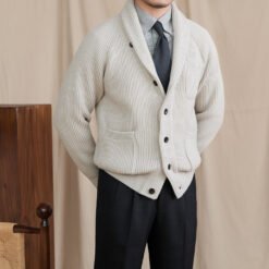 Versatile Knitted Cardigan For Men A Retro Warm Outerwear Piece For Commuting - Gray, XL