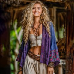 Linen Shawl-printed Buttonless Shirt Travel Ethnic-style Shawl - GKNH57164U2, M