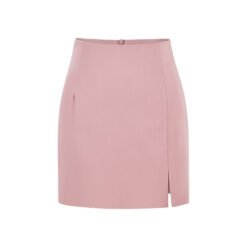 High-waisted Front-slit Versatile Form-fitting Stretchy Pencil Skirt - Pink, S