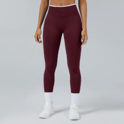 Seamless Knitted Tight High Waist Quick-drying Sports Yoga Pants - Chestnut Color, L