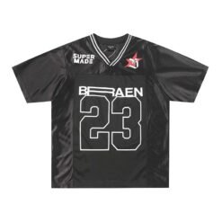 High Street Alphanumeric Printing V-neck Patchwork Short Sleeve - Black, L