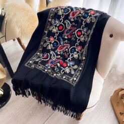 Stylish Minimalist Ethnic Inspired Thermal Scarf For Women - Black, 200x70cm