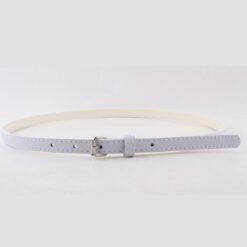Thin Belt Fashion Belt Small Steel Buckle Belt - White