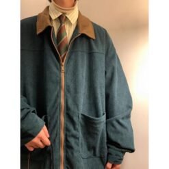 Navy Blue Japanese Corduroy Shirt Jacket American Vintage Overalls - Dark Green, 3XL