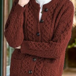 Women's Casual Knit Cardigan Sweater Cozy Long Sleeve - Maroon, XL