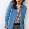 Knitted Cardigan Long Sleeve Button V-neck Cropped Sweater Coat