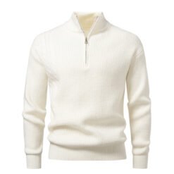 Autumn And Winter Men's Half-zip Pullover Sweater - Beige, L