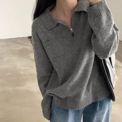 Alternative view of Half Zip Pullover Solid Colour Casual Sweater