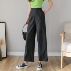 Women's casual wide-leg pants - Black, XL