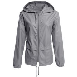 Raincoat Zipper Hooded Lightweight Outdoor Jacket Thin Outdoor Jacket - Dark Grey, M