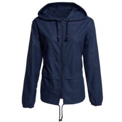 Raincoat Zipper Hooded Lightweight Outdoor Jacket Thin Outdoor Jacket - Dark Blue, M