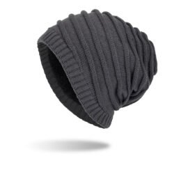 Men's Plush Sweater Hat Outdoor Warm Knit Ear Guards - Dark Grey