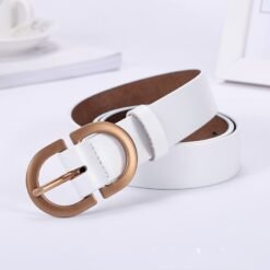 Fashion simple decorative belt cowhide belt - White, 105cm