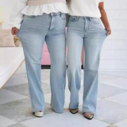 Light Blue High Waist Jeans American Style - Light Blue Long, S