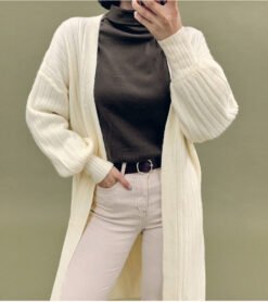 Lazy knit cardigan - White, One size