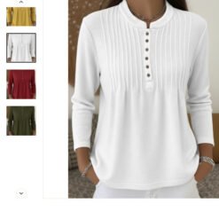 Womens Casual Crew-neck Knit Top - White, 3XL