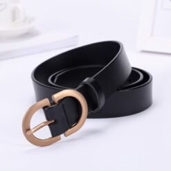 Fashion simple decorative belt cowhide belt - Black, 105cm