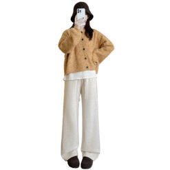 Alternative view of New Relaxed-fit Figure-flattering Straight-leg Casual Lounge-style High-waist Slim Wide-leg Pants