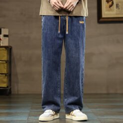 Men's Fashion Denim Loose Casual Pants - Dark Blue, 4XL