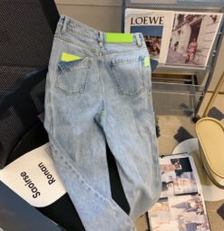 Women's Fashion Wash Blue High Waist Jeans - Light Blue, S