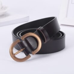Fashion simple decorative belt cowhide belt - Coffee, 105cm