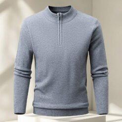 Men's Half-zip Knit Sweater Pullover Solid Color - Medium Gray, XXL