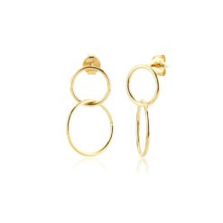 Fashion Hoop Earrings Long Ring Buckle Earrings - Gold, 925 Silver
