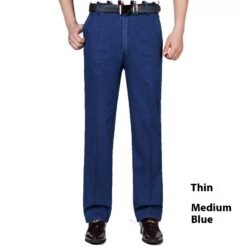 Men's Jeans High Waist Loose Casual Denim Trousers Denim Trousers - Thin Blue, 34 Yards
