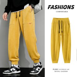 Men's Weighted Loose Wide Leg Corduroy Lounge Pants - Yellow, 8XL