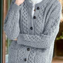 Women's Casual Knit Cardigan Sweater Cozy Long Sleeve - SilveryGrey, S