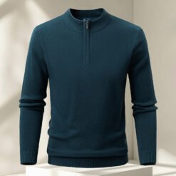 Men's Half-zip Knit Sweater Pullover Solid Color - Dark Green, XL