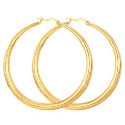 Women's Glossy Large Hoop Earrings - Gold, 60mm