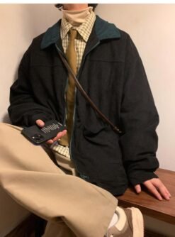 Alternative view of Navy Blue Japanese Corduroy Shirt Jacket American Vintage Overalls