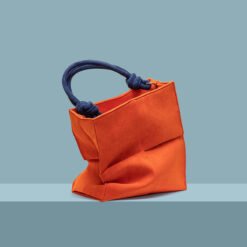 Paneled Check Suede Tote Knot Tote Underarm Bag - Orange