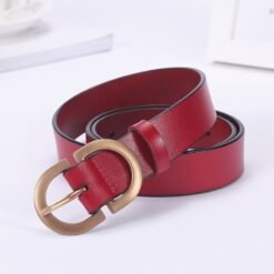 Fashion simple decorative belt cowhide belt - Red, 105cm