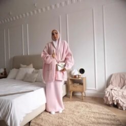 New Cozy Knit Cardigan For Home Wear Paired With A Figure-hugging Sweater Skirt - Pink, M