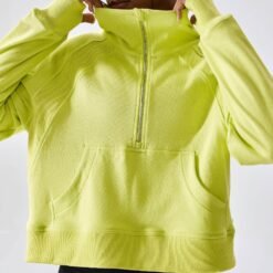 Women's Pullover Long-sleeved Half-zip Jacket - Green, M