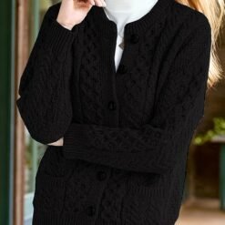 Women's Casual Knit Cardigan Sweater Cozy Long Sleeve - Black, M