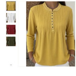 Womens Casual Crew-neck Knit Top - Yellow, XL
