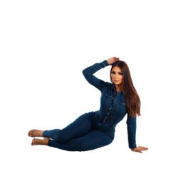 Alternative view of Elastic Ankle Wash Denim Jumpsuit Jumpsuit