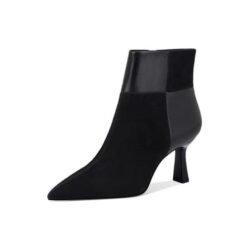 Slimming Brown Stiletto Ankle Boots - Black Plus Velvet, 39