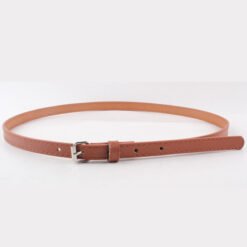 Thin Belt Fashion Belt Small Steel Buckle Belt - Brown