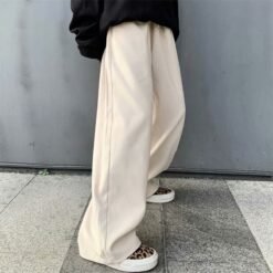 Trendy Wide Leg Casual Pants - Khaki, 2XL