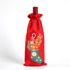 Christmas Gift Diamond Painted Red Wine Bag - L