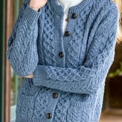 Women's Casual Knit Cardigan Sweater Cozy Long Sleeve - SeaBlue, XL